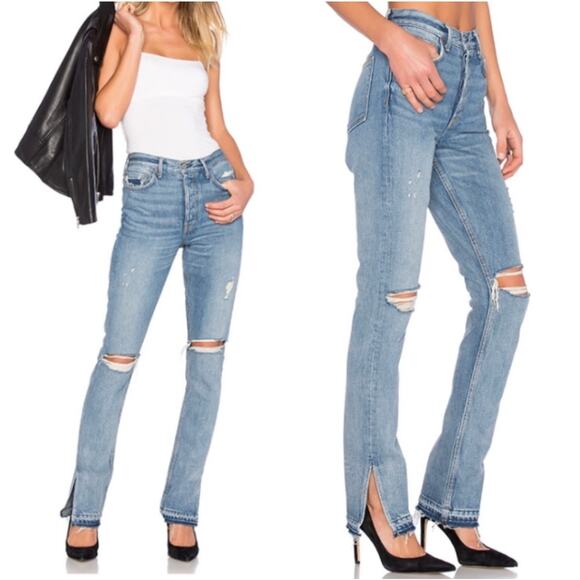 GRLFRND Denim - GRLFRND Natalia High Rise Split Hem Distressed Jeans Size 27